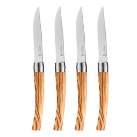 Coffret de 4 Couteaux de Table Chic en Bois d'Olivier - Opinel