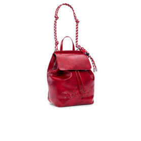 Sac à dos Desigual Half Logo Luena en tissu brillant - Carmine Rouge