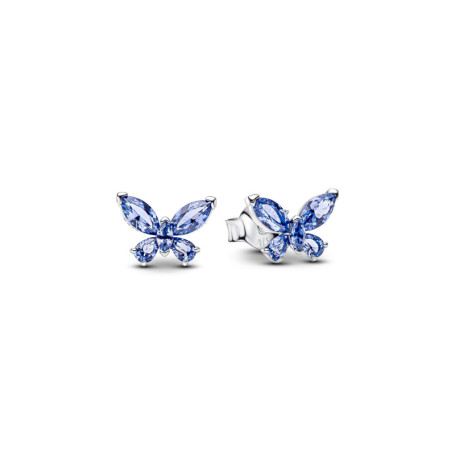 Boucles d'oreilles papillon en argent sterling avec cristal bleu - PANDORA