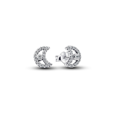 Boucles d'oreilles en argent sterling Pandora Timeless en forme de lune scintillante