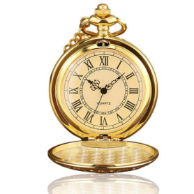 Montre de Poche Vintage Dorée avec Chaîne - Élégance Rétro