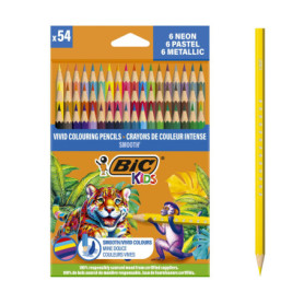 Pack de 54 Crayons de Couleur BIC Kids Smooth - Bois Responsable