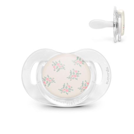 Sucette Suavinex Poetry Rose pour Bébés 6-18 Mois - Tétine Symétrique en Silicone