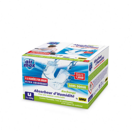 Recharge UHU Air Max Magnet - Absorbeur d'Humidité Efficace - Lot de 2