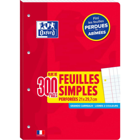 Lot de 2 Packs de Feuilles A4 Détachables Oxford - 300 Pages Seyès