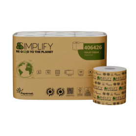 Papier Hygiénique Carbon Neutre Papernet - 12 Rouleaux en Pure Cellulose