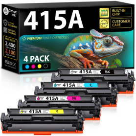 Toner Compatible Smart Ink 415A pour Imprimantes HP - Noir, Cyan, Magenta, Jaune