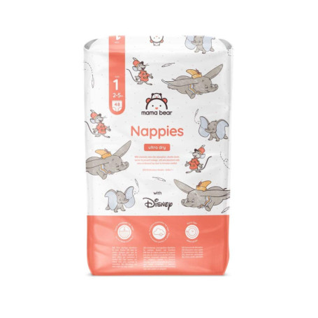 Couches Ultra Absorbantes Mama Bear Disney - Taille 1 (2-5 kg) - 48 unités