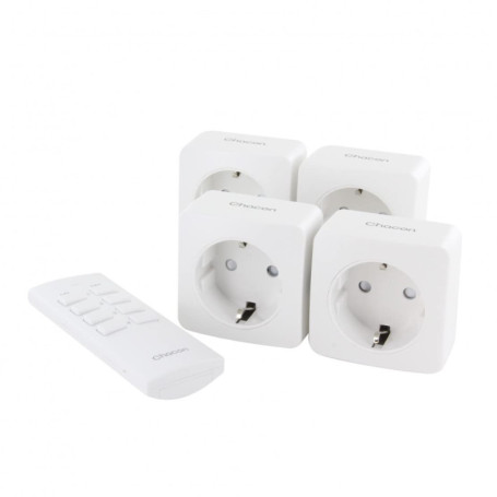 Set de 4 Mini-Prises On/Off avec Télécommande 4 Canaux