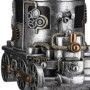Cache-Pot Steampunk en Résine - Locomotive Argentée avec Motif Engrenages