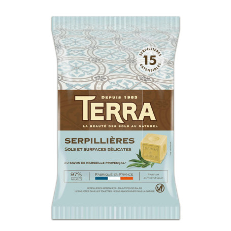 Serpillières TERRA pour Sols Délicats - Nettoyage Efficace et Parfumé - Lot de 15