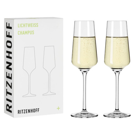 Flûte à Champagne Ritzenhoff Lichtweiss - Set de 2 en Cristal avec Or Véritable