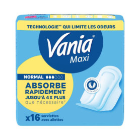 Serviettes Hygiéniques Vania Maxi Confort - 16 pièces avec Ailettes