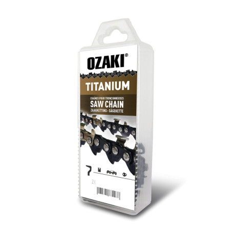 Chaîne de Tronçonneuse Ozaki E44 en Titanium - 3/8 LP, Jauge 1,1 mm