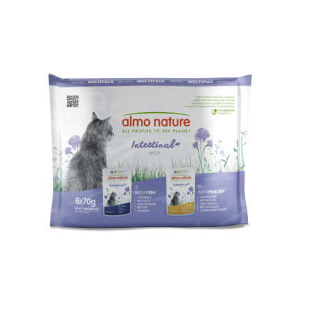 Almo Nature Functional Intestinal Help - Nourriture Humide pour Chats Adultes - Lot de 6 Sachets