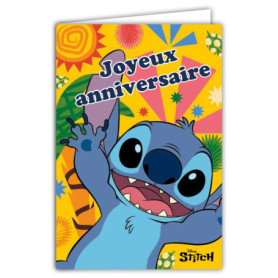 Carte d'Anniversaire Stitch Disney - Gentil Monstre Bleu avec Enveloppe