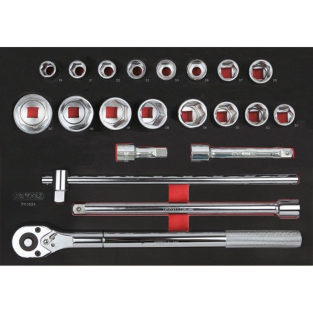 Module de Douilles 3/4'' KS Tools - 21 Pièces avec Accessoires en Mousse Imputrescible