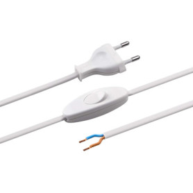 Câble d'alimentation européen Meister avec interrupteur - 2 m - Blanc
