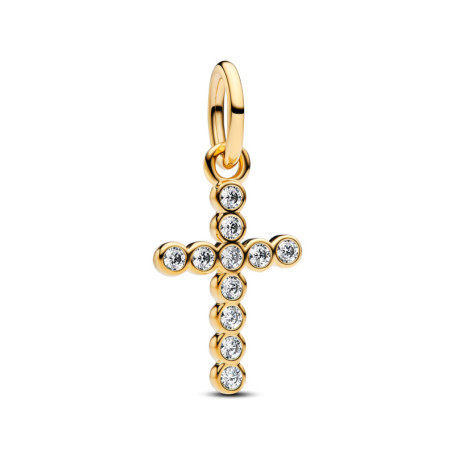 Breloque Croix en Argent Sterling et Or 14 Carats - PANDORA Moments