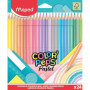 Crayons de Couleur Pastels Color'Peps - Pochette de 24 Crayons Ergonomiques en Bois