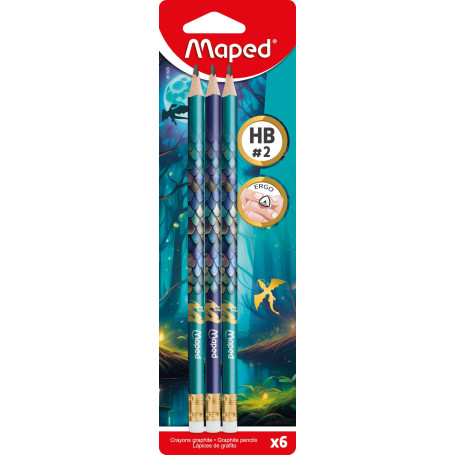 Crayons Graphite Maped Dragon - 6 Pièces avec Gomme Intégrée