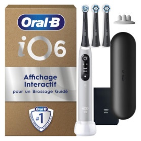Brosse à Dents Électrique Oral-B iO 6 Grise avec 3 Brossettes et Étui de Voyage