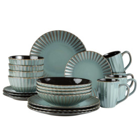 Ensemble de vaisselle vintage moderne MÄSER Confino pour 4 personnes - 20 pièces en céramique bleu pétrole