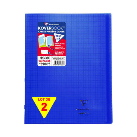 Lot de 2 Cahiers Agrafés Koverbook Bleus Marines - 24x32 cm - 96 Pages