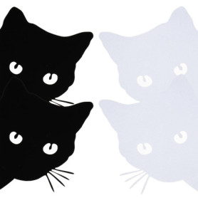 Autocollants de Voiture Chat Caricatural - 4pcs Décorations Amusantes