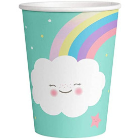 Gobelets en Papier Arc-en-Ciel et Nuage - 8 pièces - 250 ml