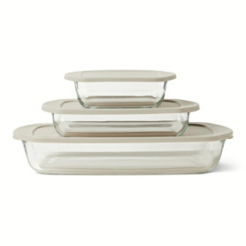 Ensemble de Plats de Cuisson en Verre avec Couvercles - Lot de 6 Pièces