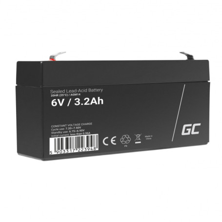 Batterie AGM VRLA 6V 3.2Ah Green Cell - Remplacement pour UPS et Alimentation de Secours