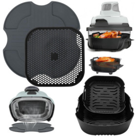 Set d'Accessoires VINATO pour Air Fryer Ninja Crispi FN101 - 4 Pièces avec Tapis Silicone et Couvercle Anti-éclaboussures