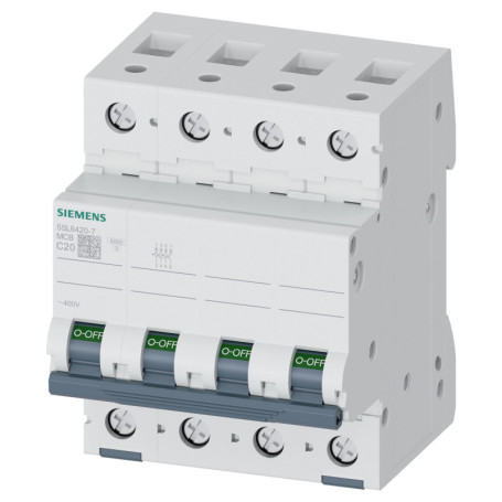 Disjoncteur Siemens 5SL6 20A 4 pôles Courbe C 6kA 400V