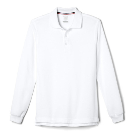 Polo Piqué à Manches Longues Unisexe pour Enfant - Blanc