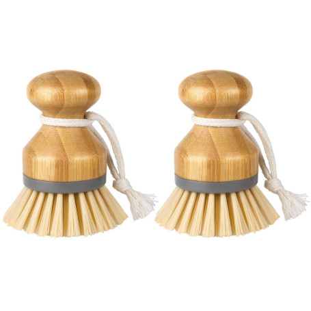 Lot de 2 Brosses à Récurer en Bambou MR.SIGA pour Vaisselle et Casseroles