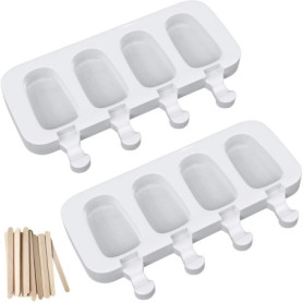 Moules à Glace en Silicone JIELUO - 2 Pcs avec 50 Bâtonnets