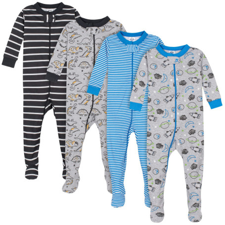 Pyjamas 4 pièces pour bébés garçons - Dinosaurs & Space