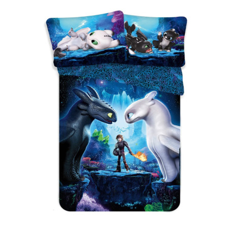 Parure de lit réversible How to Train Your Dragon - 2 pièces en coton pour enfants