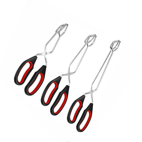 Set de 3 Pinces à Ciseaux en Acier Inoxydable avec Poignée en Silicone