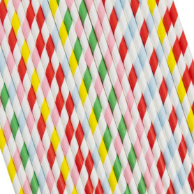 Lot de 100 pailles en papier multicolores pour fêtes