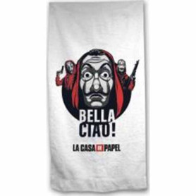 Serviette de Bain La Casa de Papel en Microfibre - 140x70cm - Blanc