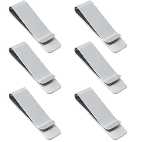 Set de 6 Clips à Billets en Acier Inoxydable Argenté - Accessoires Minimalistes pour Hommes et Femmes