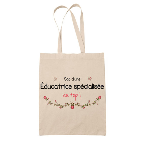 Tote Bag Éducatrice Spécialisée - Sac Cabas Réutilisable Beige