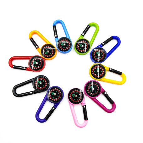 Boussole Mini JINJUMEI avec Mousqueton Coloré pour Camping et Randonnée