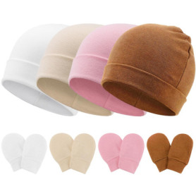 DRESHOW Bonnets et Moufles Doux pour Bébé 0-6 Mois