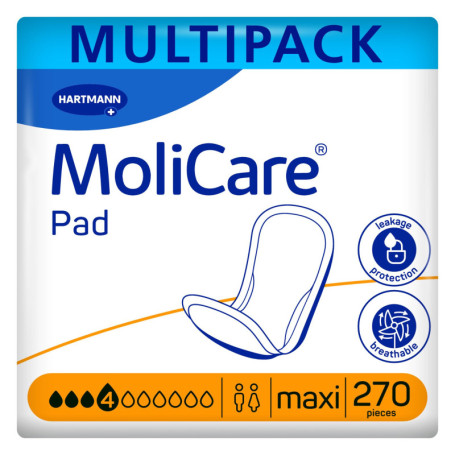 MoliCare Pad 4 Gouttes - Serviettes Extra Longues pour Incontinence Modérée - 270 Pièces