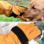 Gants de Protection Anti-Morsure pour Animaux en Cuir - Jaune