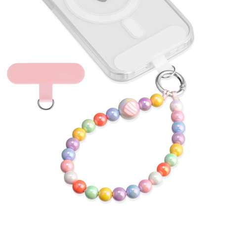 Pendentif Élégant pour Smartphone avec Perles Multicolores - Cordon Amovible