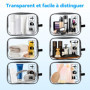 Trousse de Toilette Transparente avec 8 Bouteilles - Kit de Voyage Pratique
